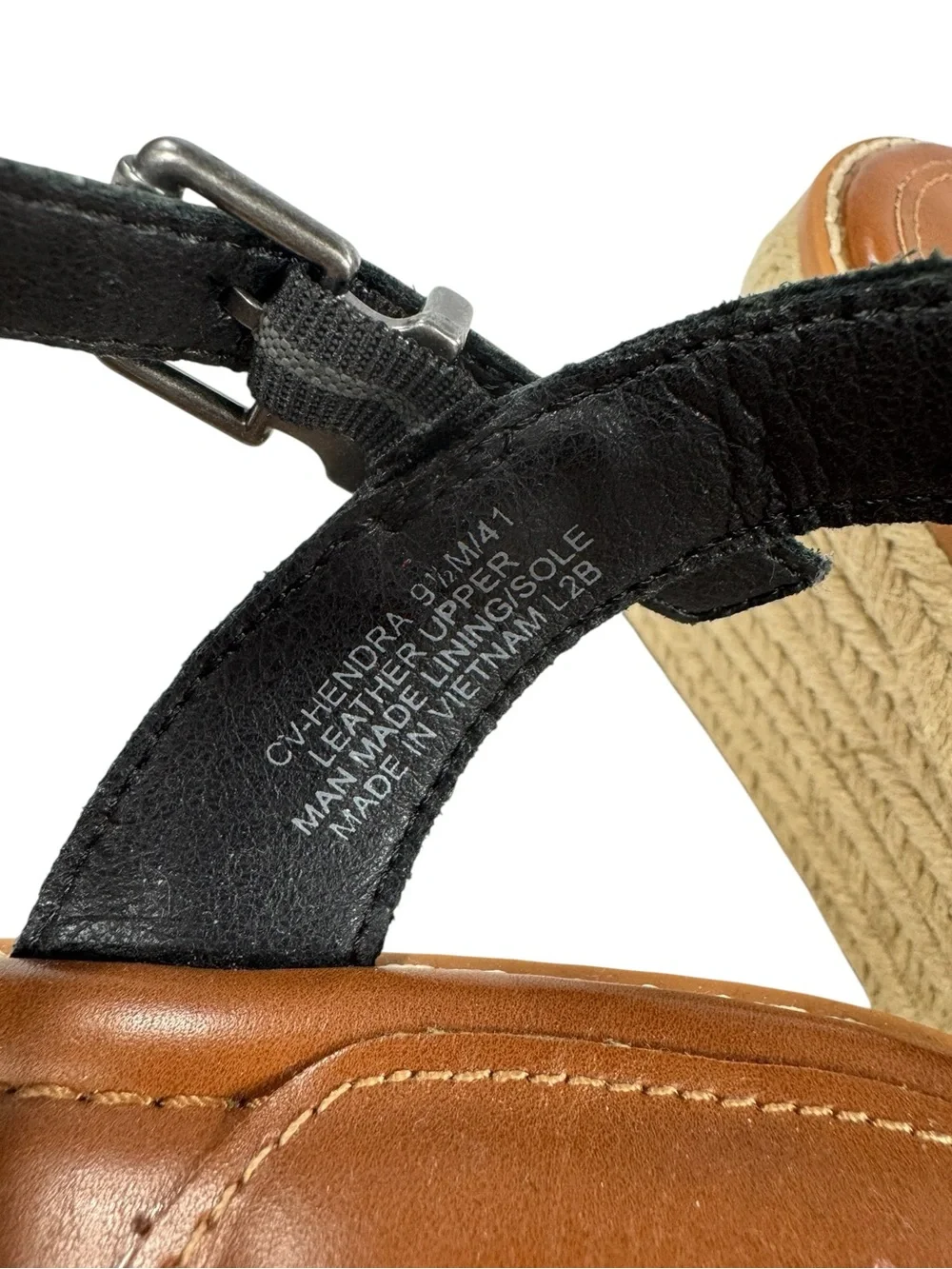 Crown Vintage Womens Hendra Leather Espadrille Wedge Sandals